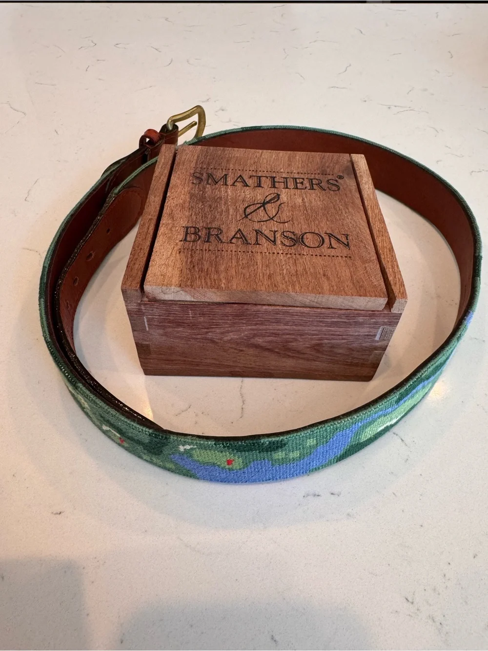 Smathers and Branson Golf Course Needlepoint Belt - Size 36